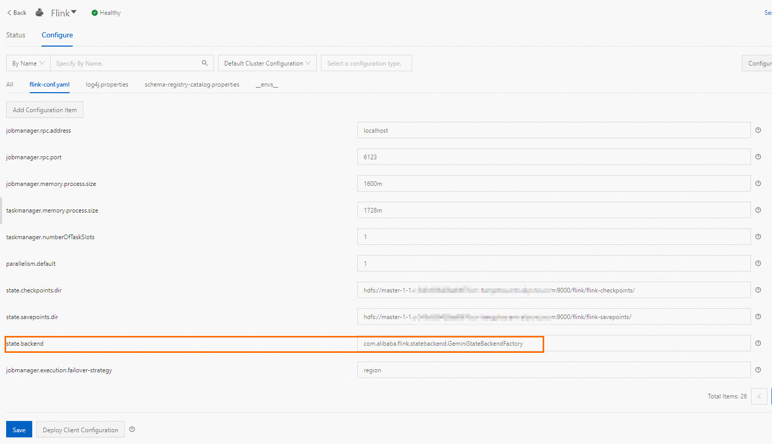 Configure parameters