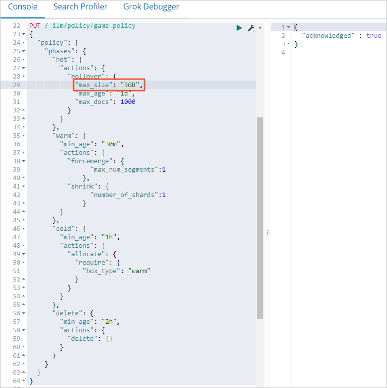 Update the ILM policy