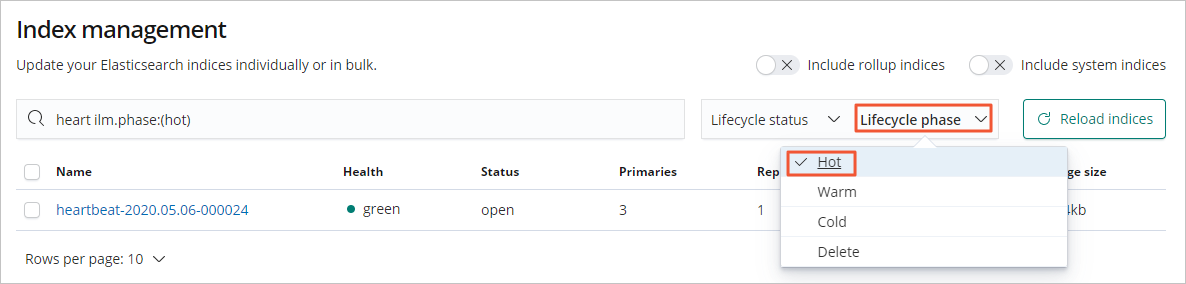 过滤Hot阶段索引