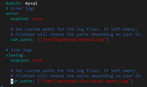 Modify the configuration of the MySQL module