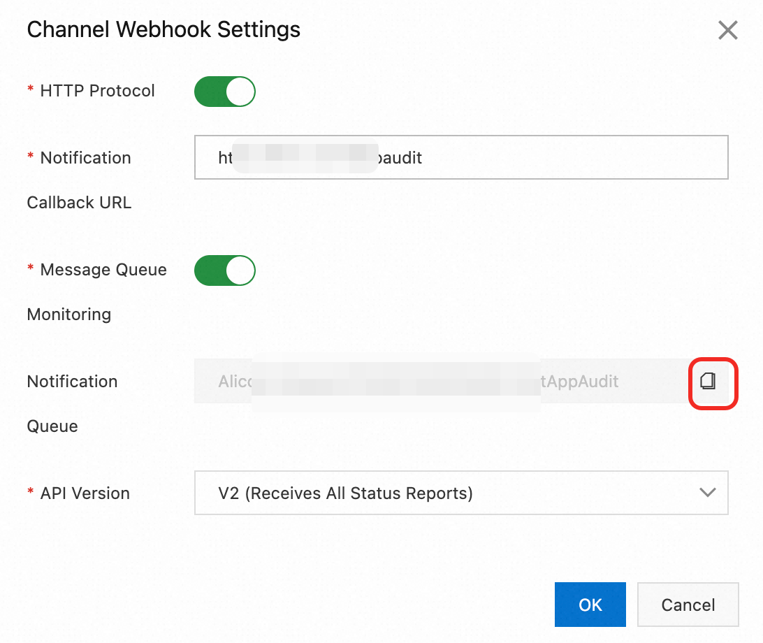 Copy Notification queue name