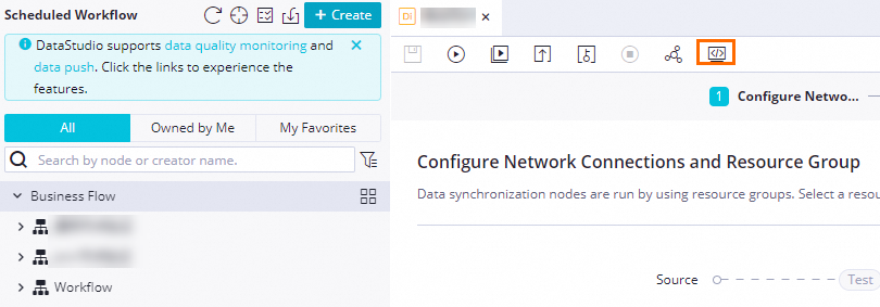Convert to the code editor