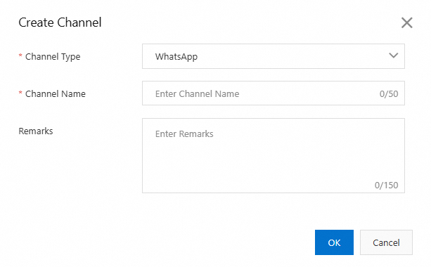 Create Channel dialog box