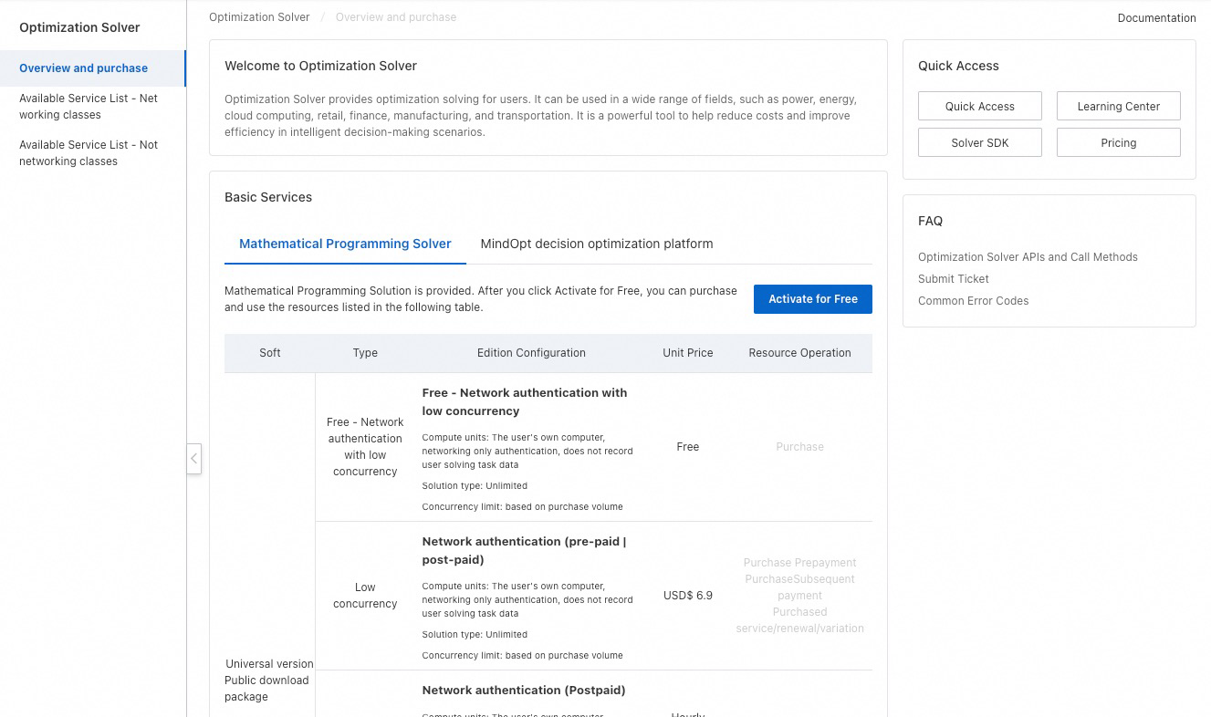 Activate and purchase the service