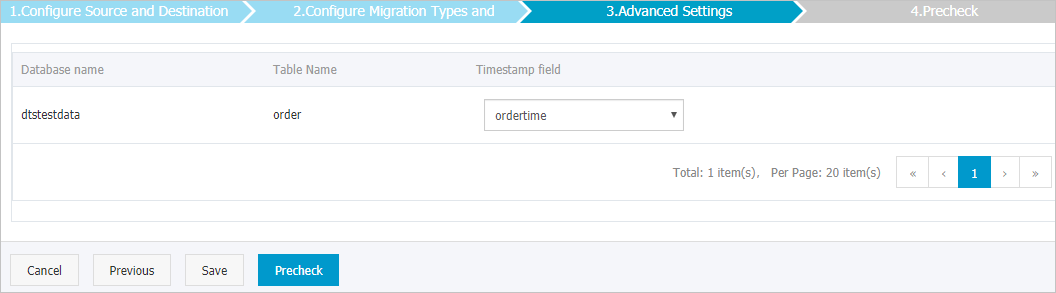 Specify the timestamp field