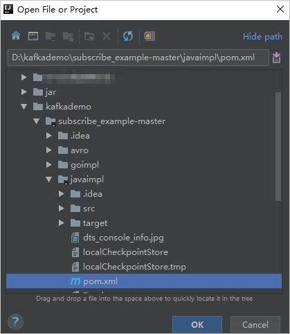 Open the pom.xml file