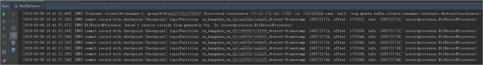Results on the Kafka client