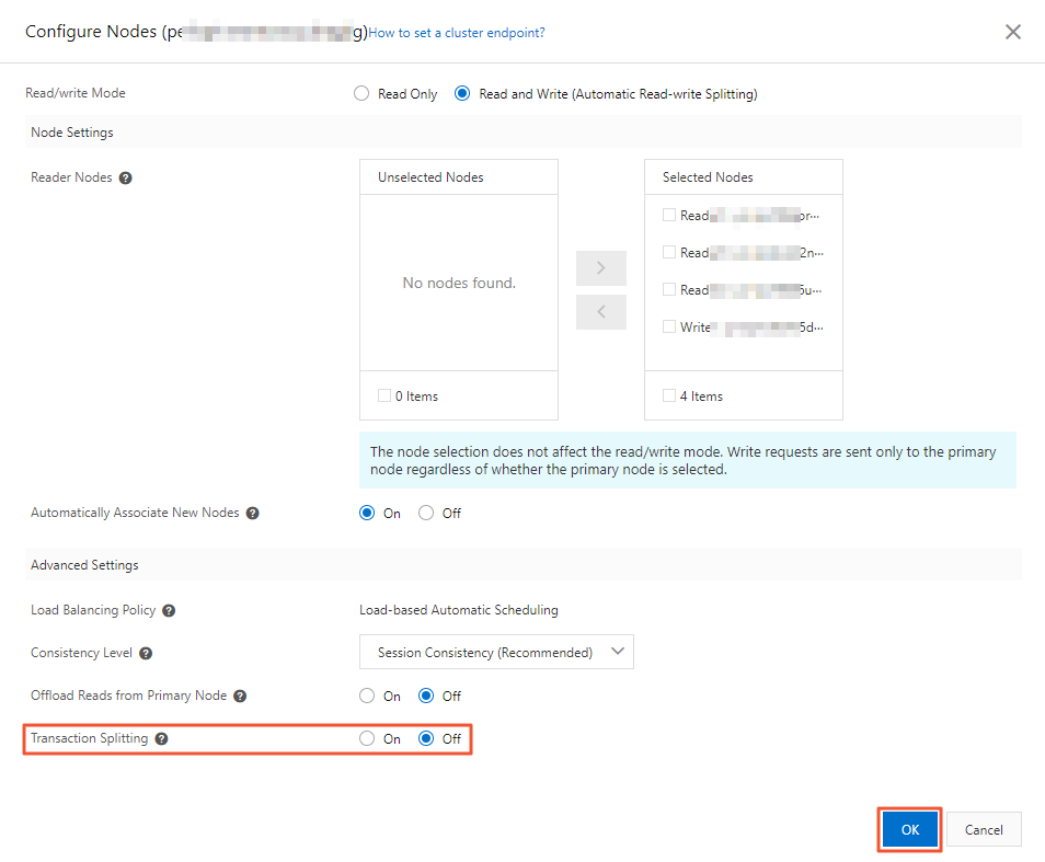 Enable transaction splitting