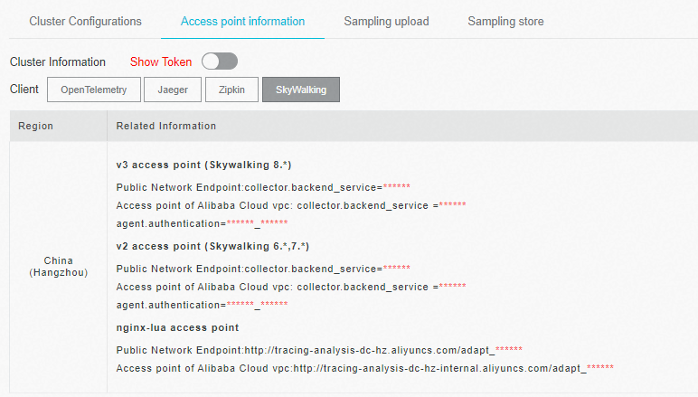 SkyWalking接入点信息