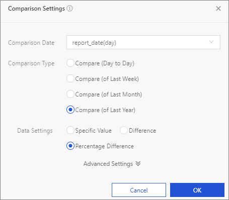 Comparison settings