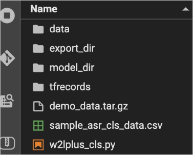 Subfolders and files in the asr_test folder