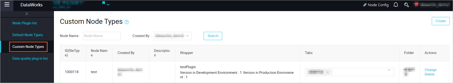 Custom Node Types tab