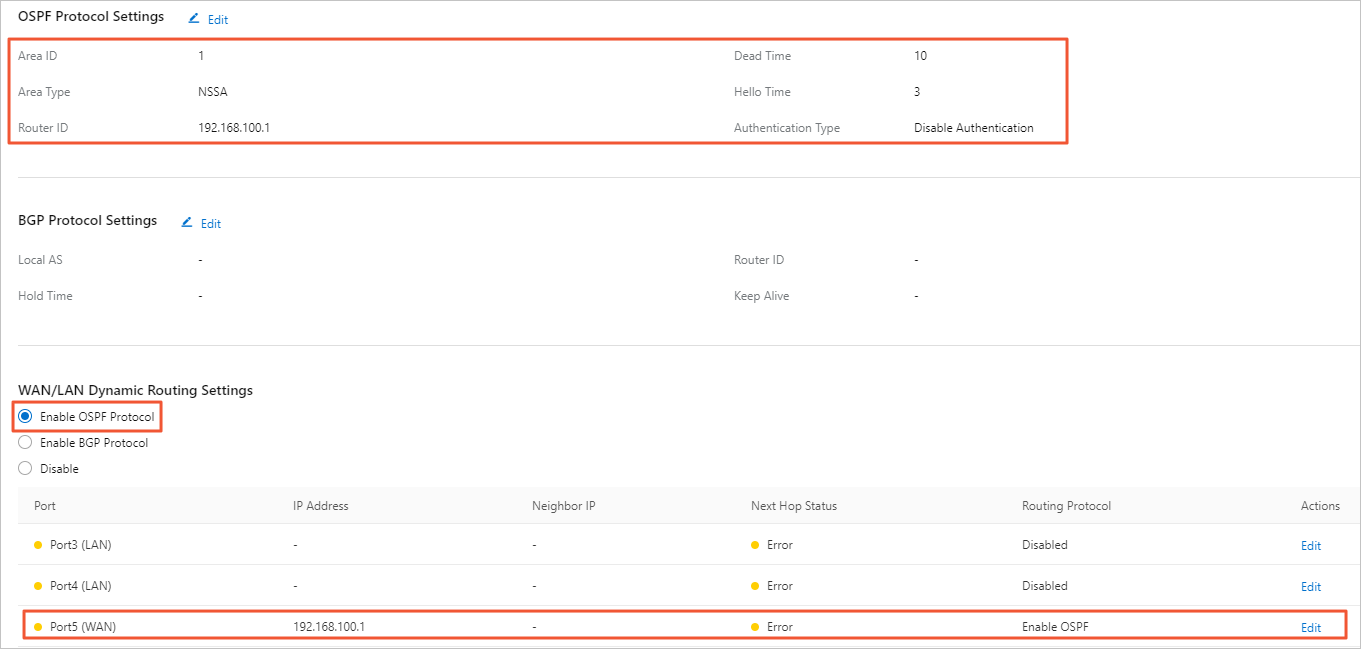 Configure OSPF routing