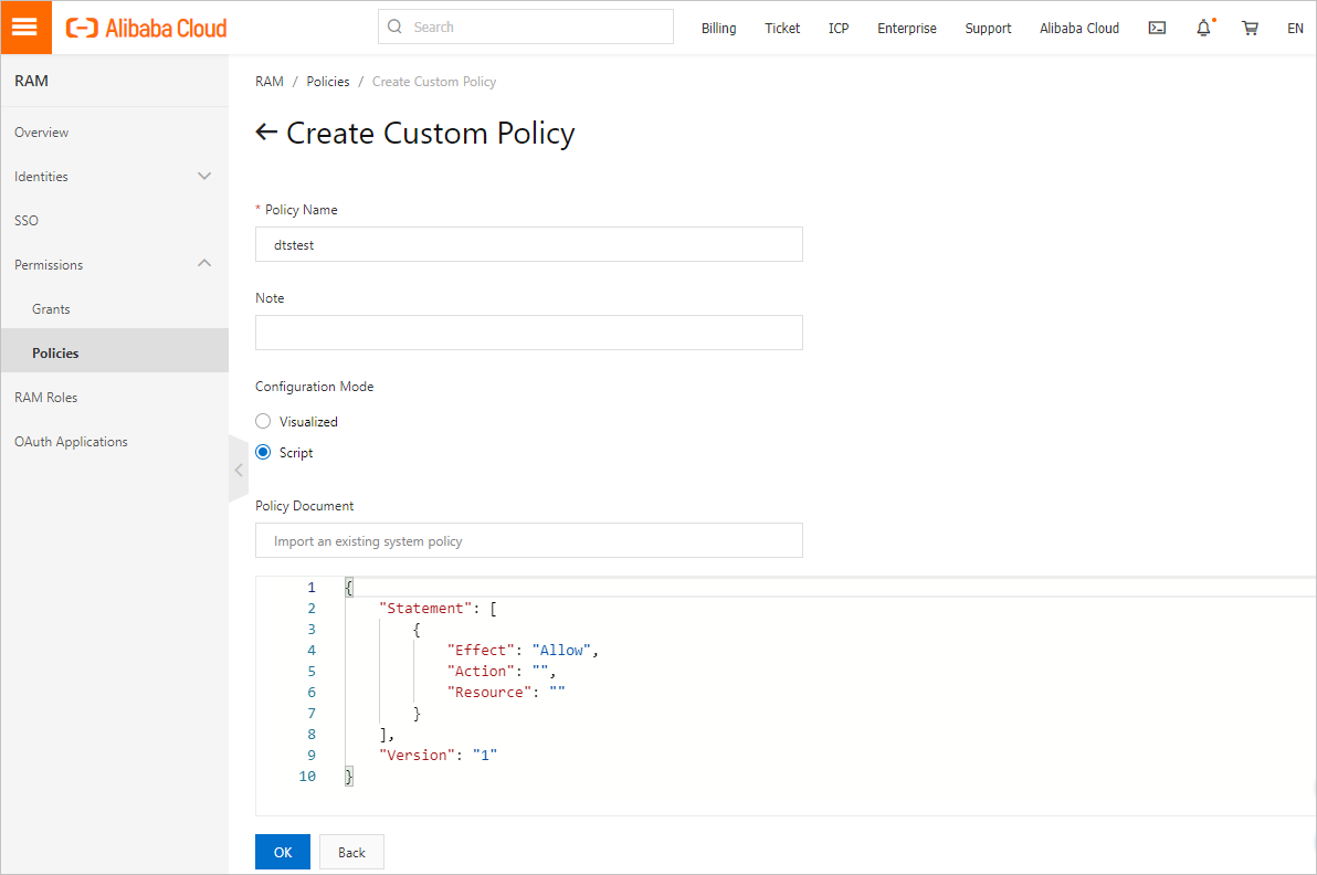 Create a custom policy