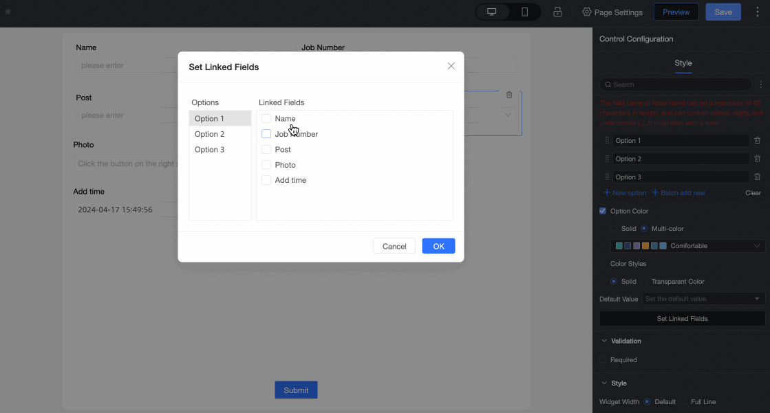 下拉单选-关联选项设置
