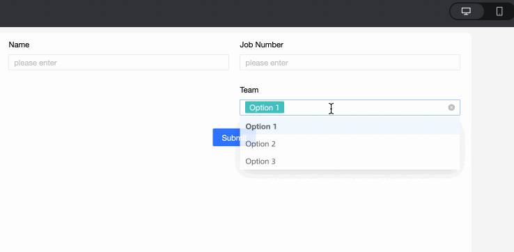 下拉单选-关联选项设置预览