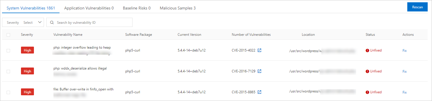 云安全扫描结果