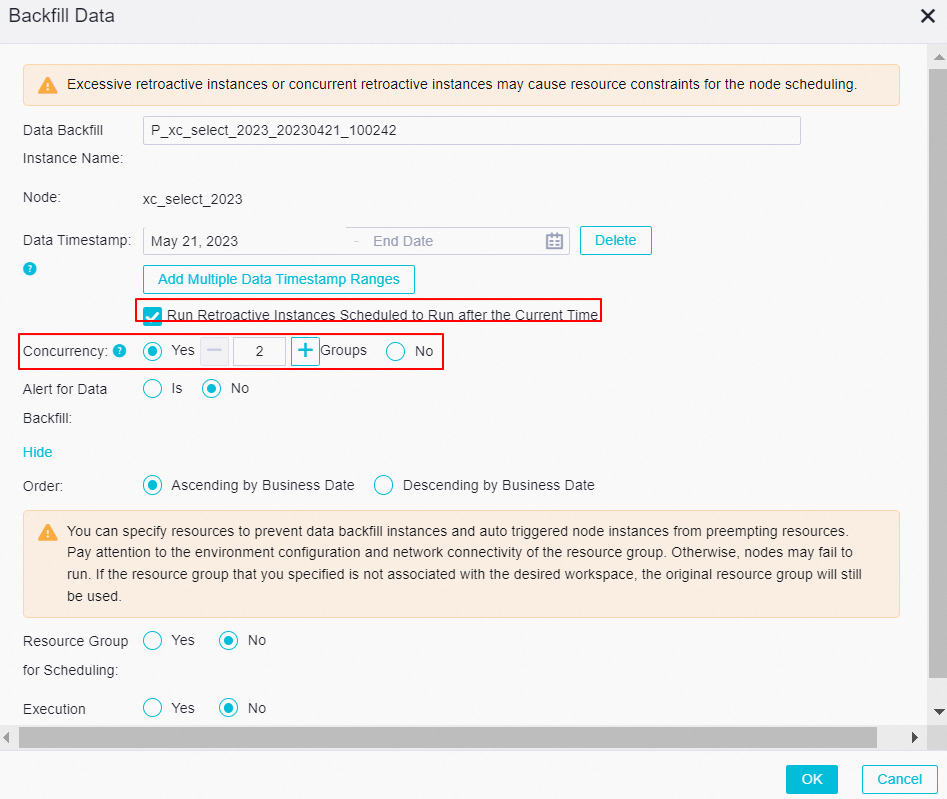 Scheduling time for instances that are run in parallel