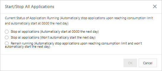 Start/Stop all applications-browser monitoring