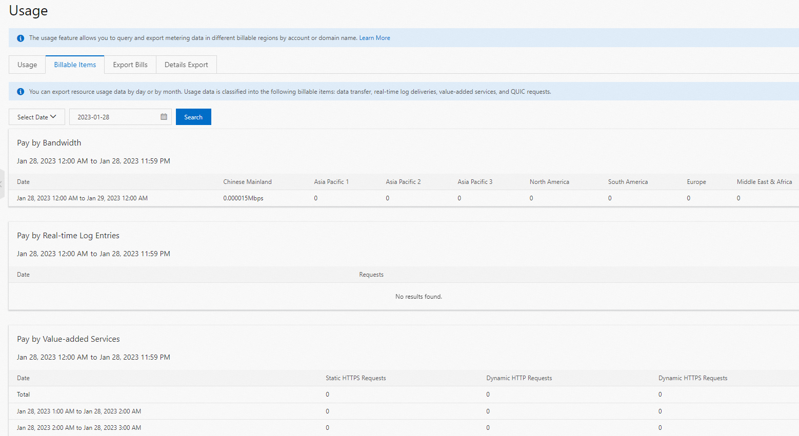 Query usage data