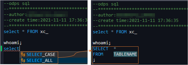 Built-in code templates