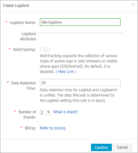 Configure the Logstore