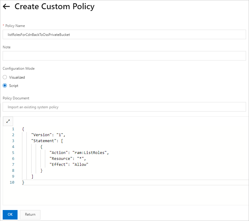 Create a custom policy