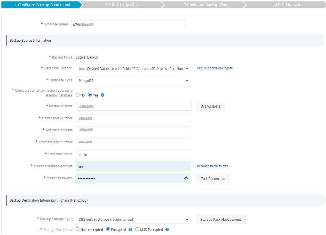 Configure Backup Source and Destination