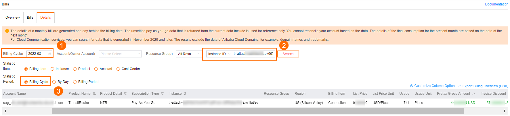 Billing details - billing cycle - EN1