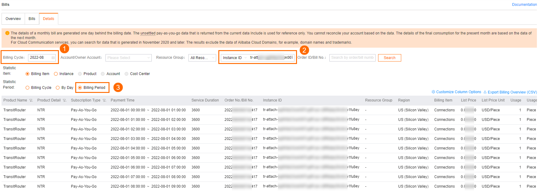 Billing details - details - EN1