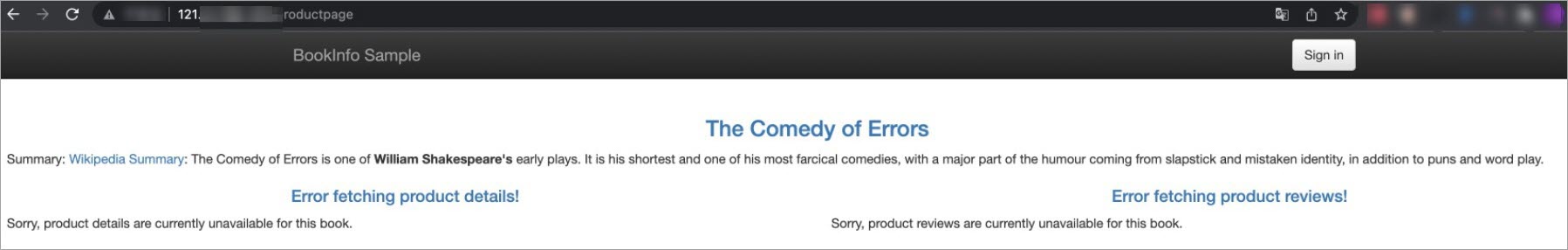 访问Productpage页面