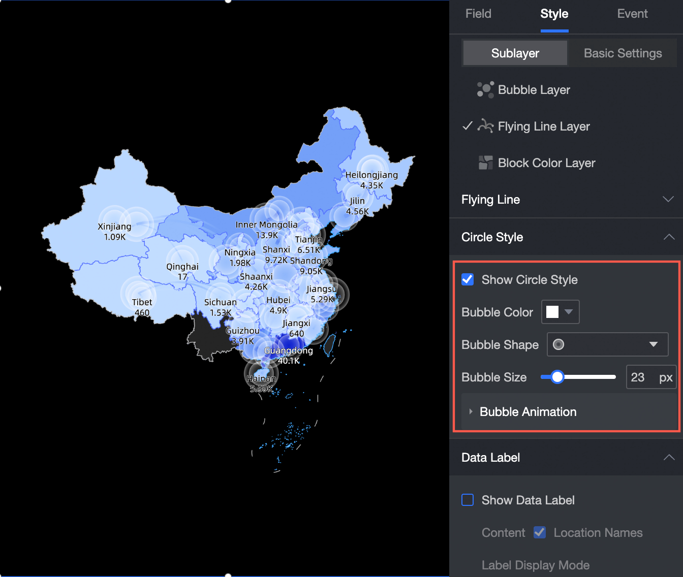 多图层地图样式气泡
