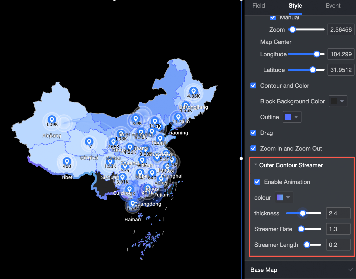 多图层地图通用外轮廓流光