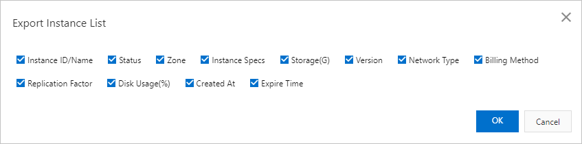 Select information you want to export