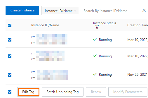 Edit tags for multiple RDS instances at a time