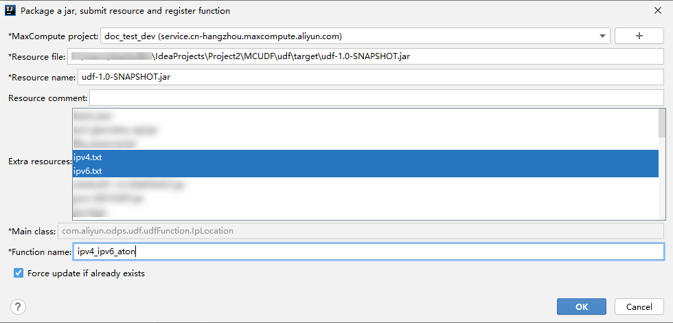 Generate a JAR package and create a function