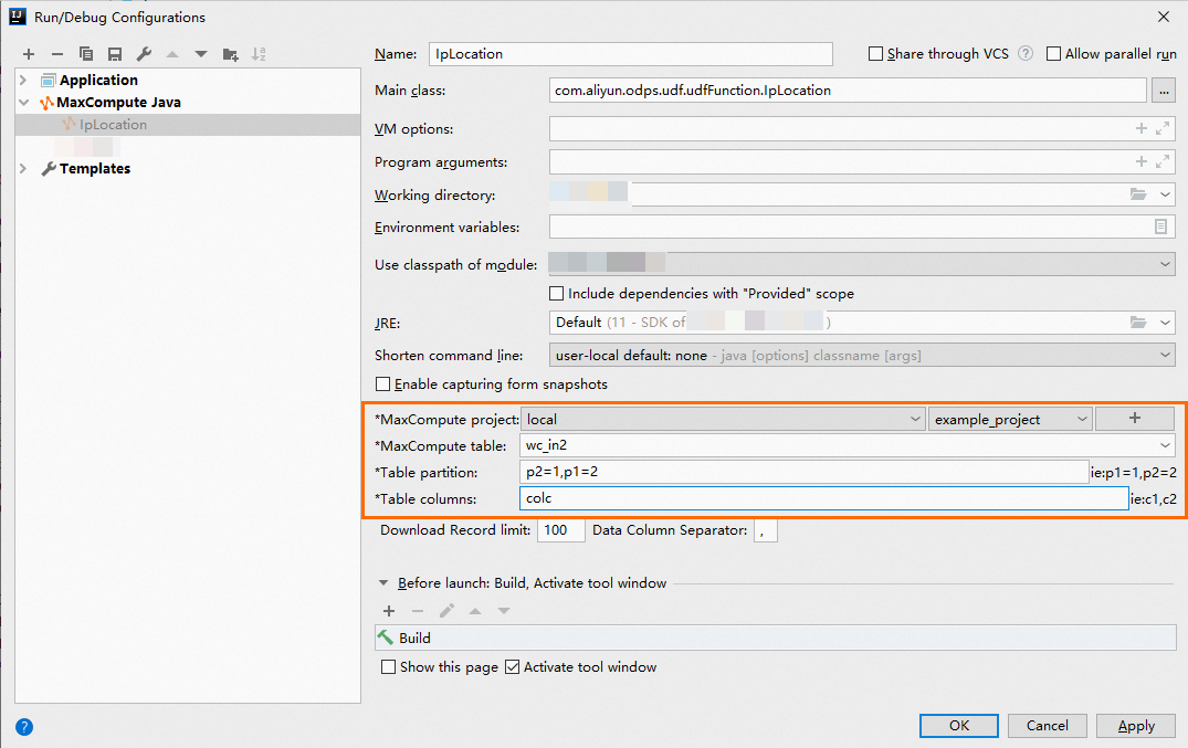 Configure the required parameters
