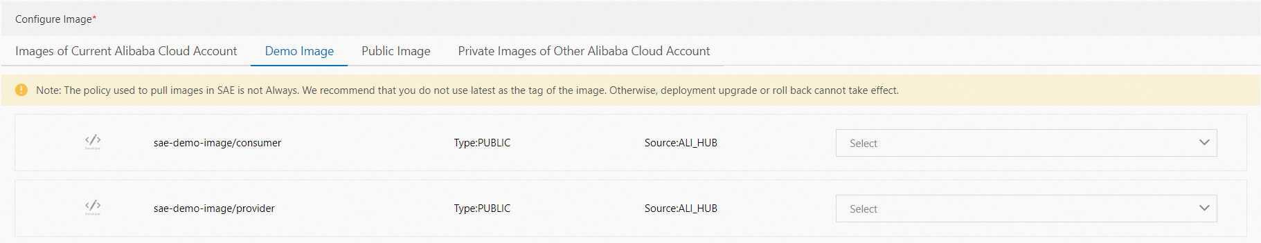 イメージを使用したSAEコンソールでのアプリケーションのデプロイ - Serverless App Engine - Alibaba ...
