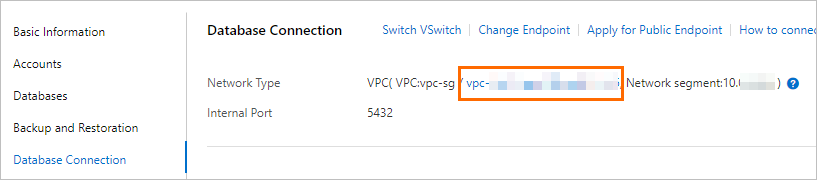 View the VPC ID of the source RDS instance