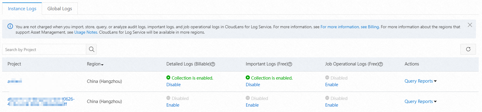 CloudLens for SLS