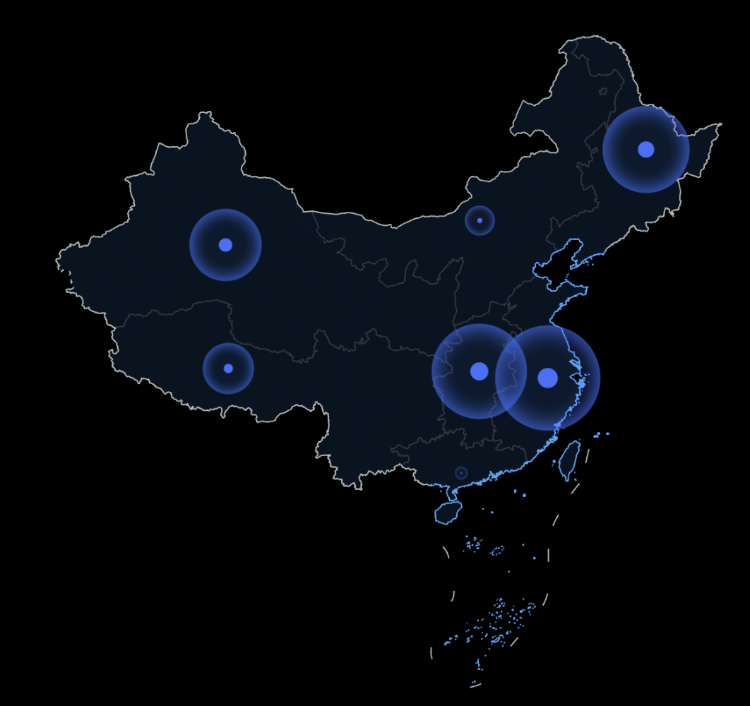 数据大屏气泡地图效果图