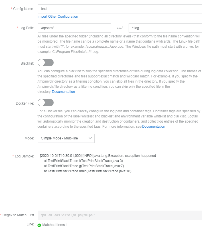 Collect logs in simple mode