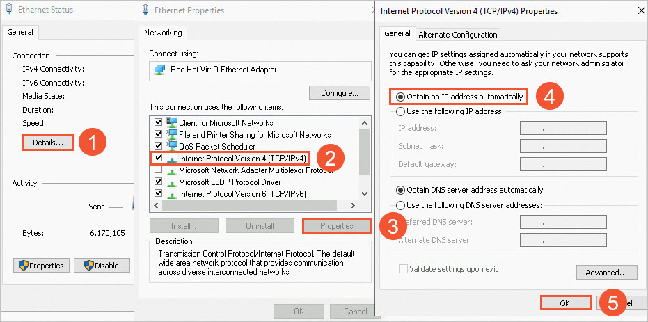Select Obtain an IP address automatically