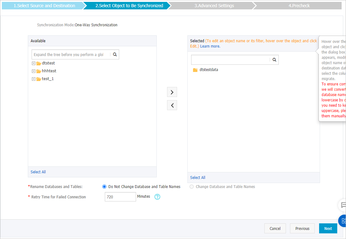 Synchronize data between DRDS instances
