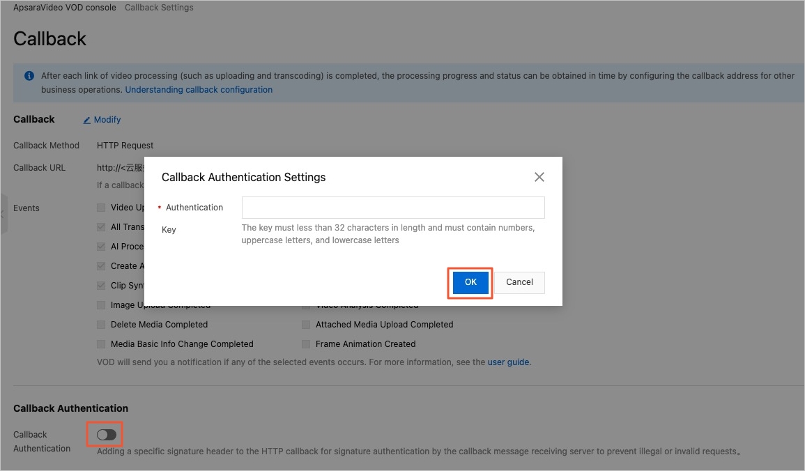 Callback configurations