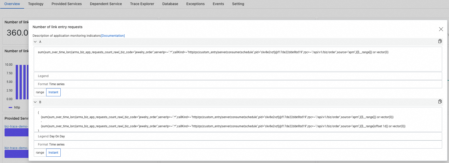 PromQL statement view