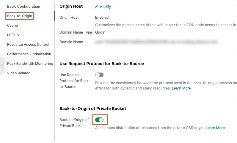 プライベートバケット Back-to-Origin 権限付与の有効化