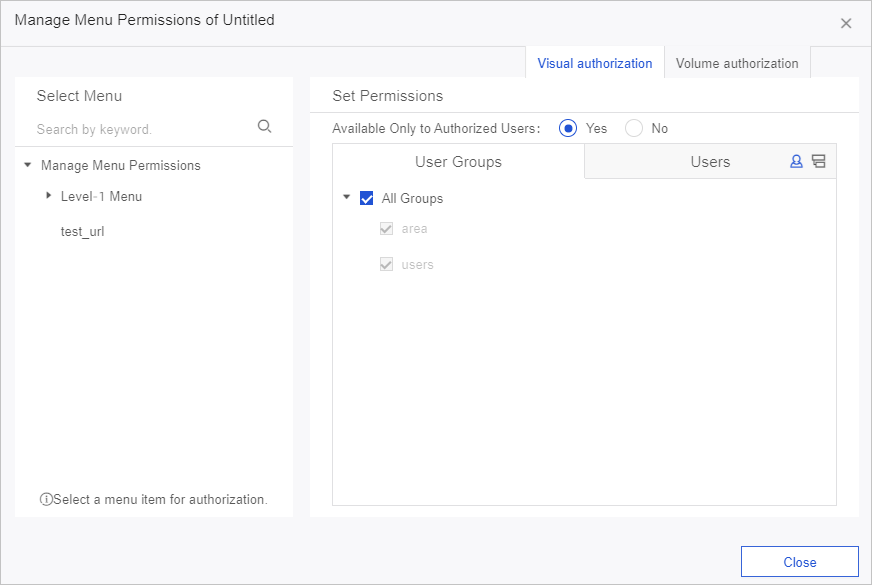 Manage menu permissions