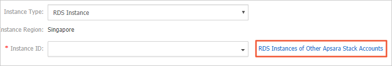 Select an ApsaraDB RDS instance that belongs to a different Alibaba Cloud account