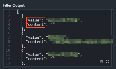 Data filtering result